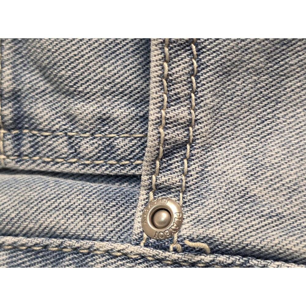 Playboy Women Size 5, Light Wash Wide Leg Jeans/shorts Y2K with Bunny Logo - Picture 5 of 10